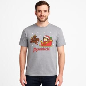 NEW Monchhichi Christmas Sleigh Tee – Size M – Heather Gray